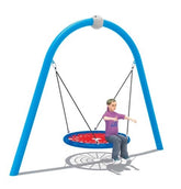 Huitich outdoor playground basket swing for kids with durable blue frame and spacious seating area